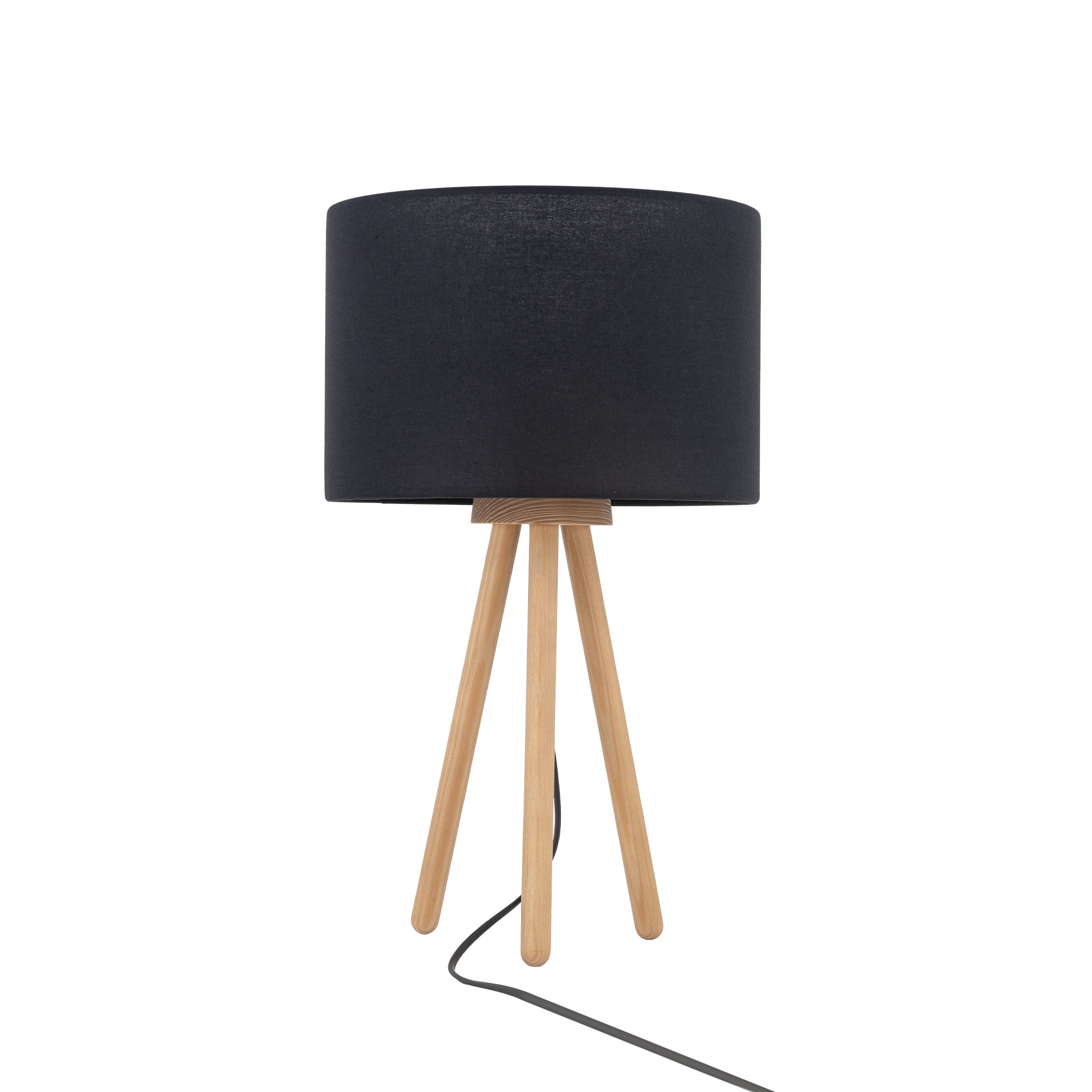 TOKYO wooden table lamp on tripod | Fabric lampshade | Scandinavian