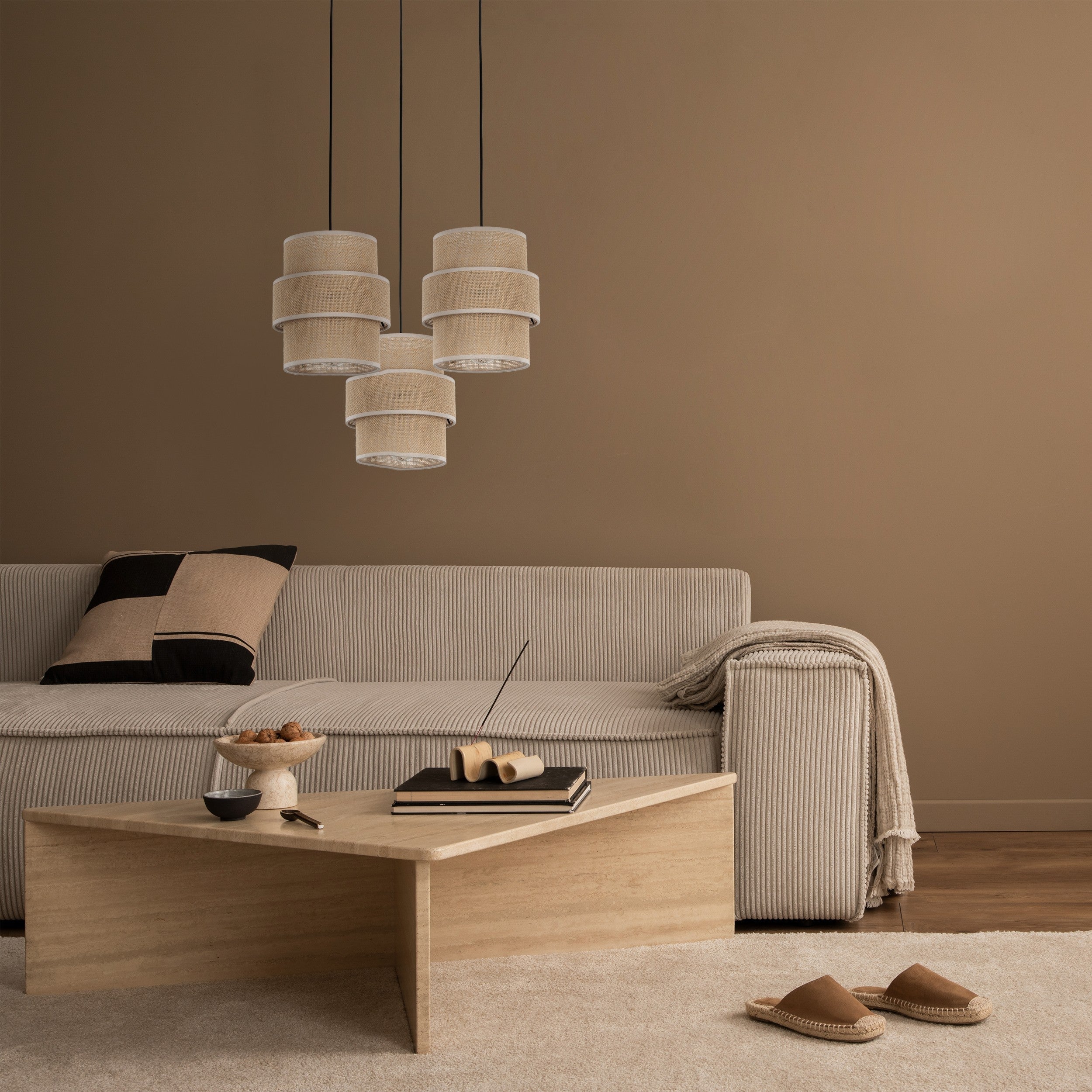 CALISTO JUTE 3-light pendant | Natural jute | Adjustable height | Scandinavian