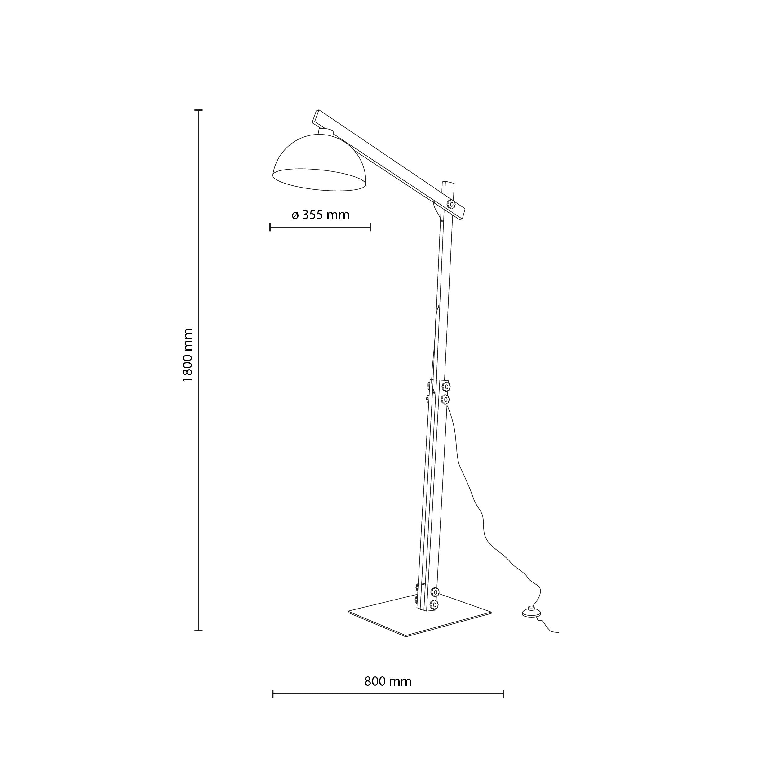 Lampadaire OSLO blanc | Bois massif | Style scandinave | Hauteur réglable