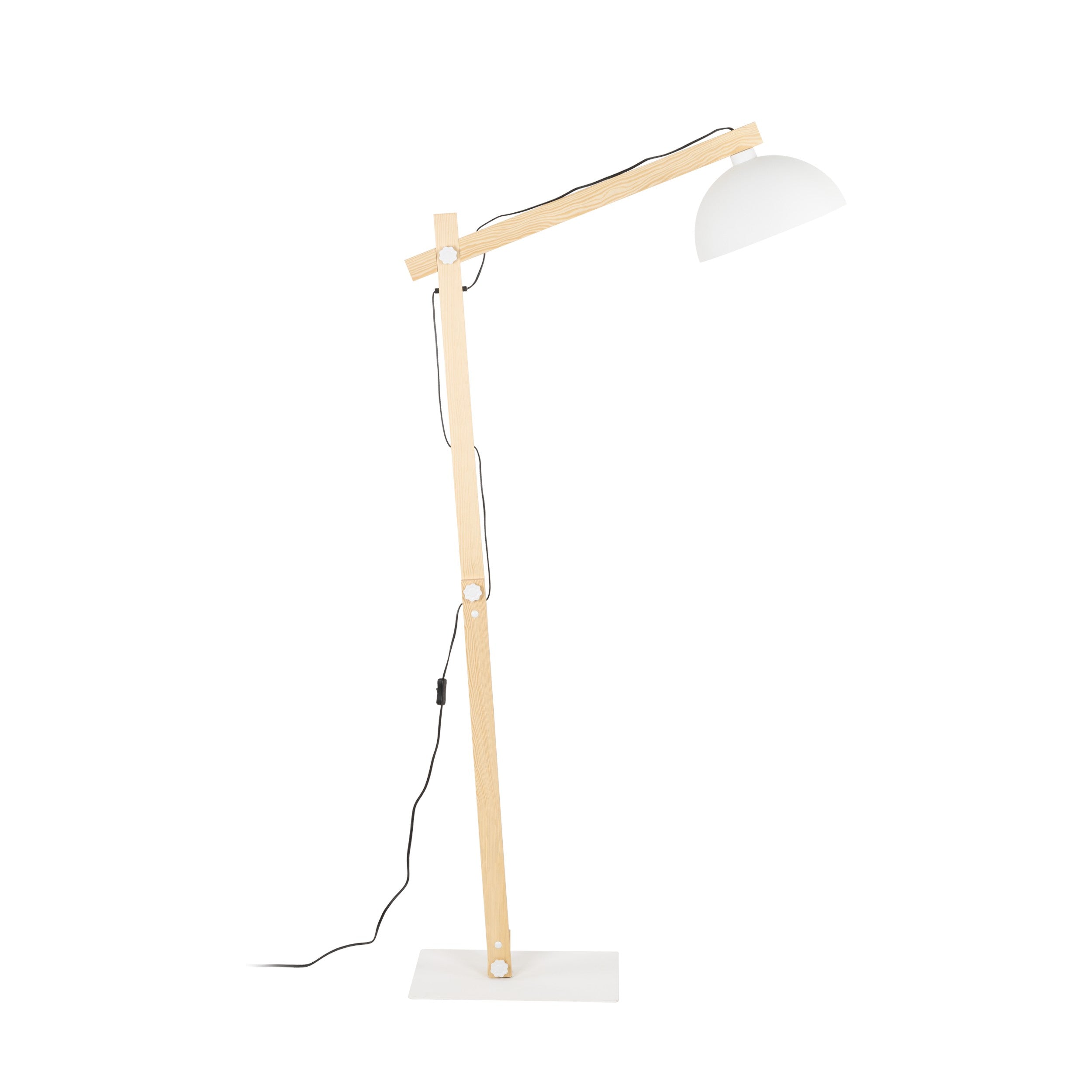 Lampadaire OSLO blanc | Bois massif | Style scandinave | Hauteur réglable