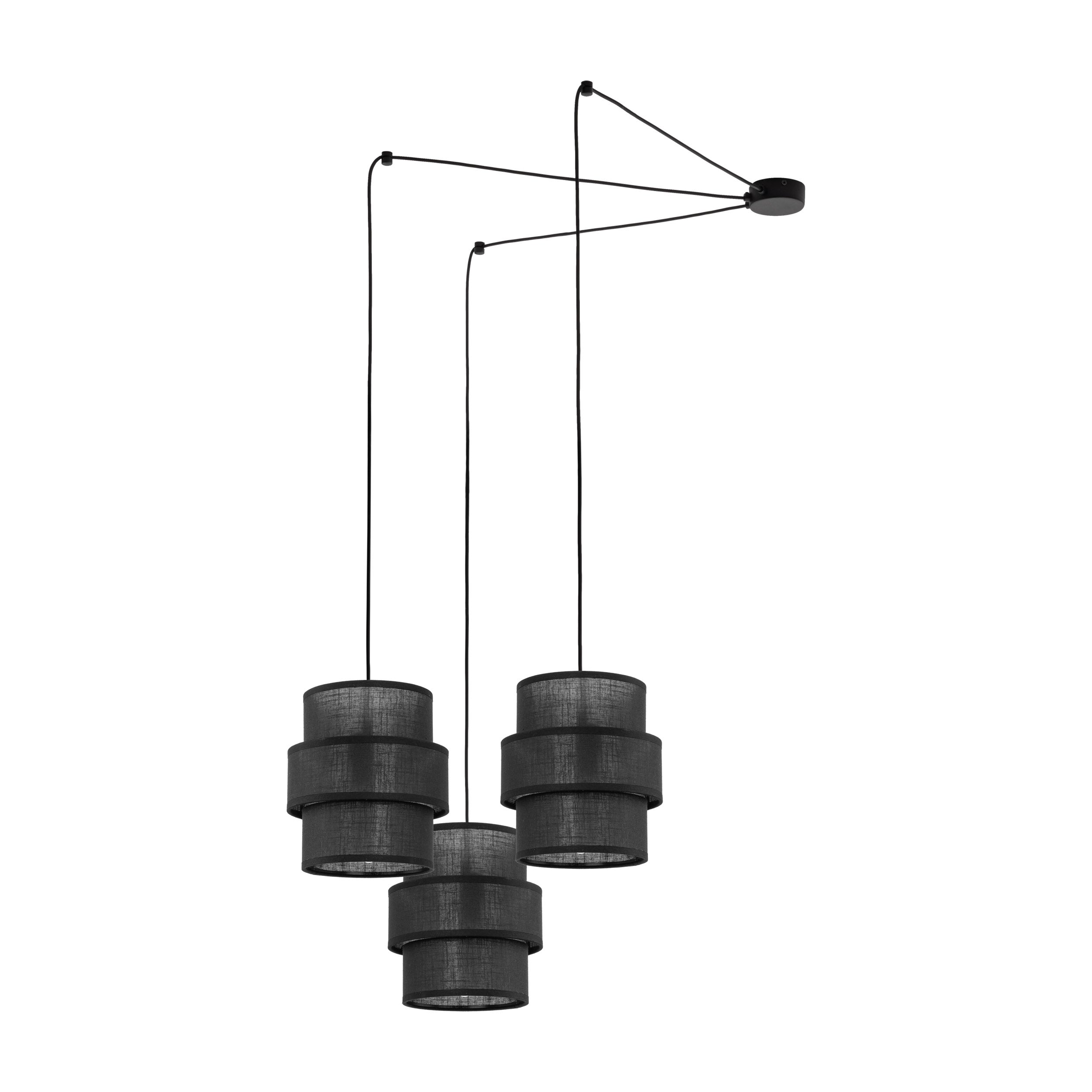 Lustre suspendu CALISTO noir 3 lumières design moderne fond blanc