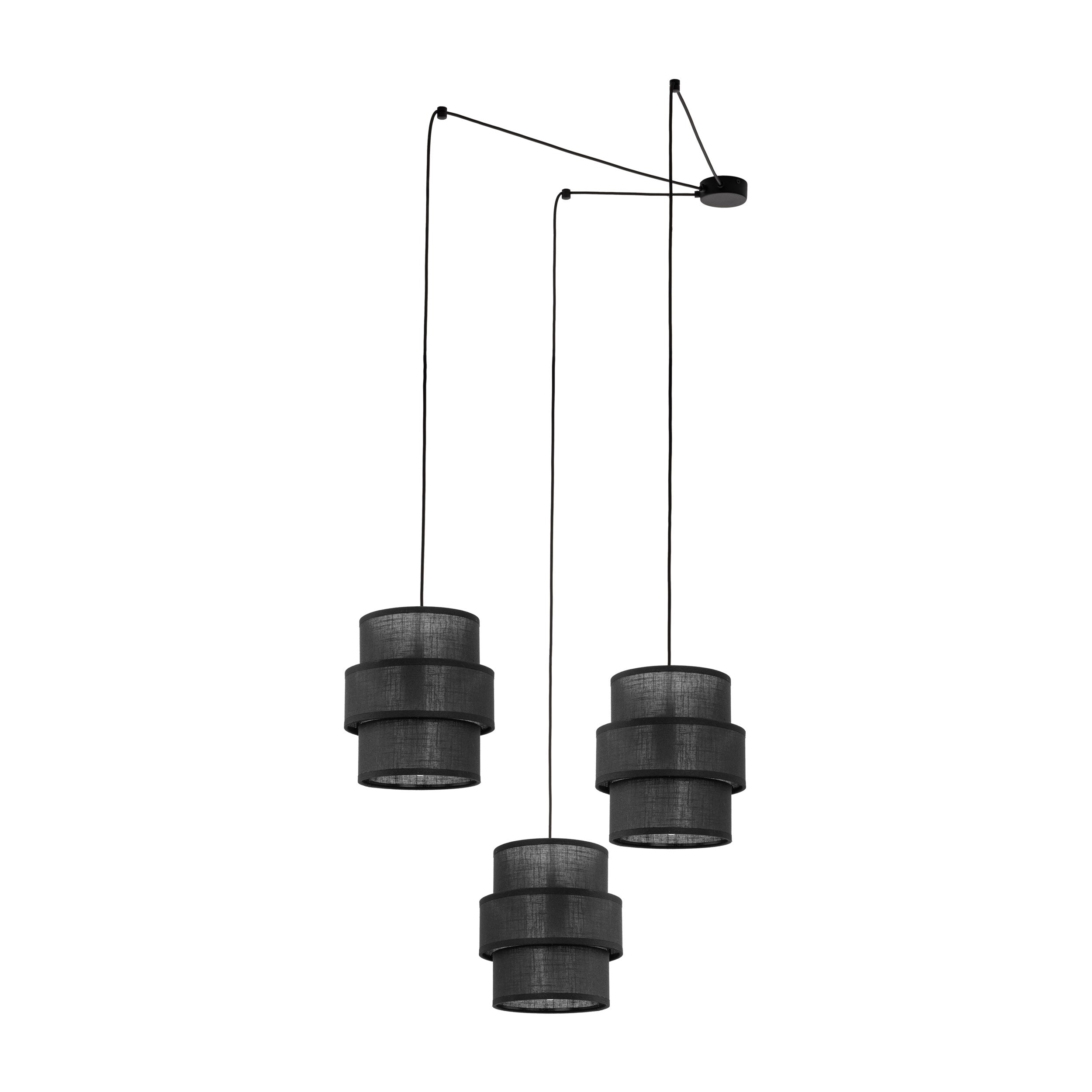 Lustre suspendu CALISTO noir 3 lumières design moderne fond blanc
