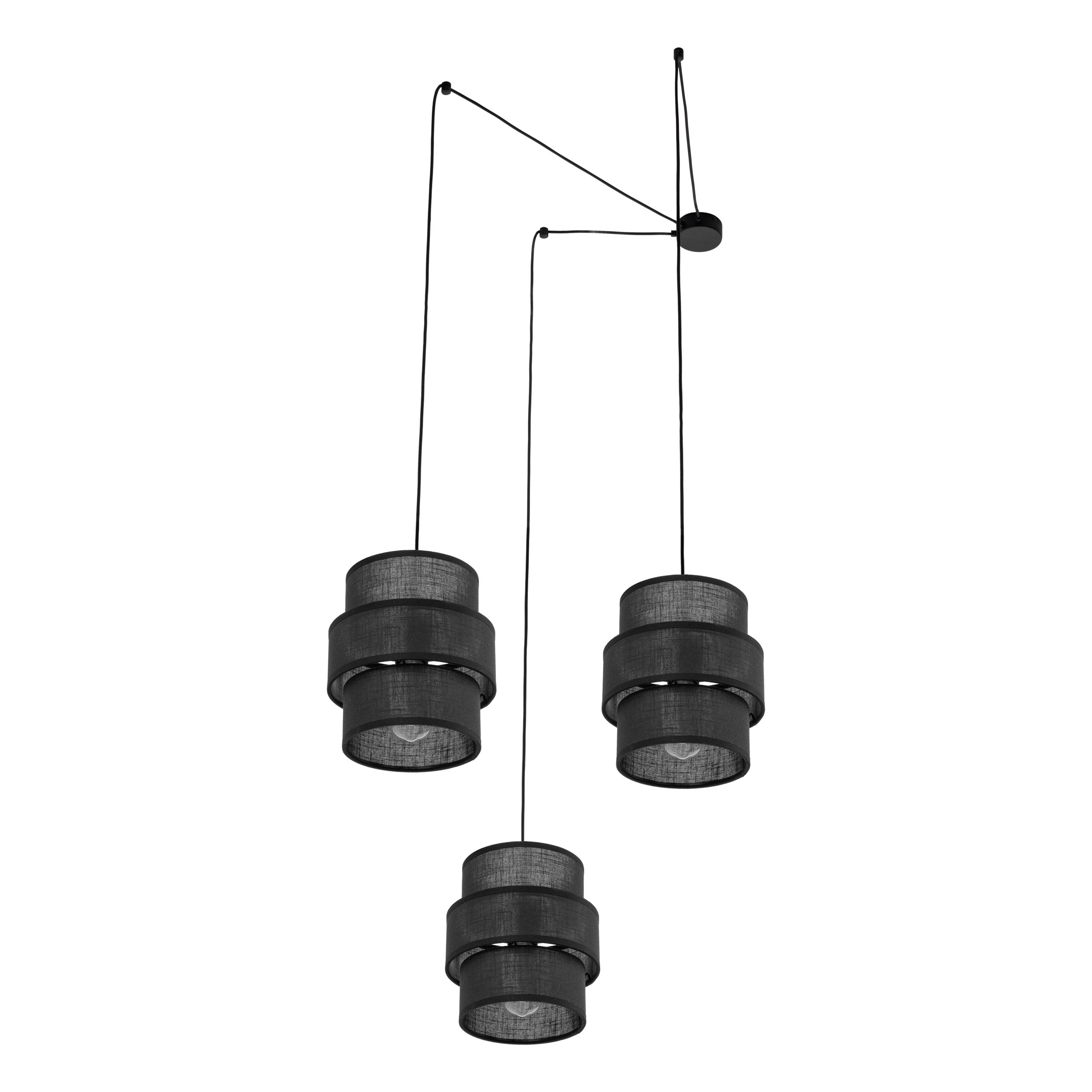 Lustre suspendu CALISTO noir 3 lumières design moderne fond blanc