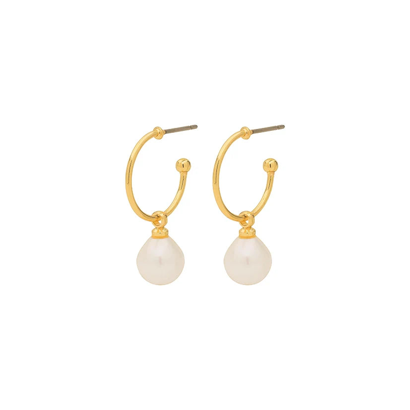 EILA Earrings | Classic hoops with freshwater pearls | Pilgrim