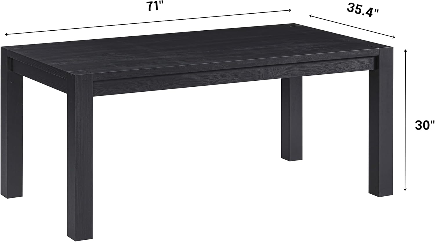 Table de salle à manger Block noir brûlé 140 cm | Bois massif