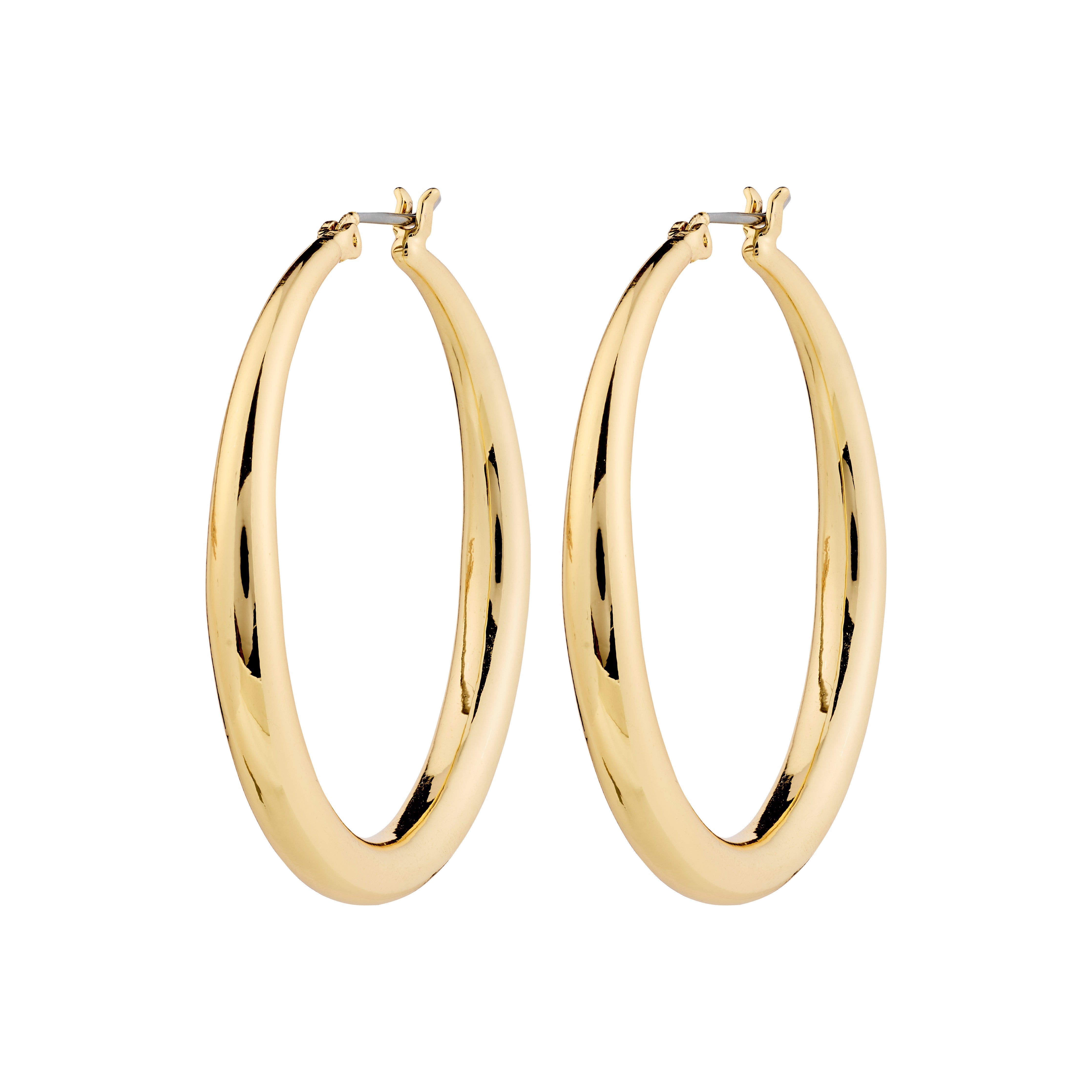 Boucles d’oreilles PRIYA créoles 40 mm Pilgrim faites à la main en plaqué or ou argent avec matériaux recyclés.