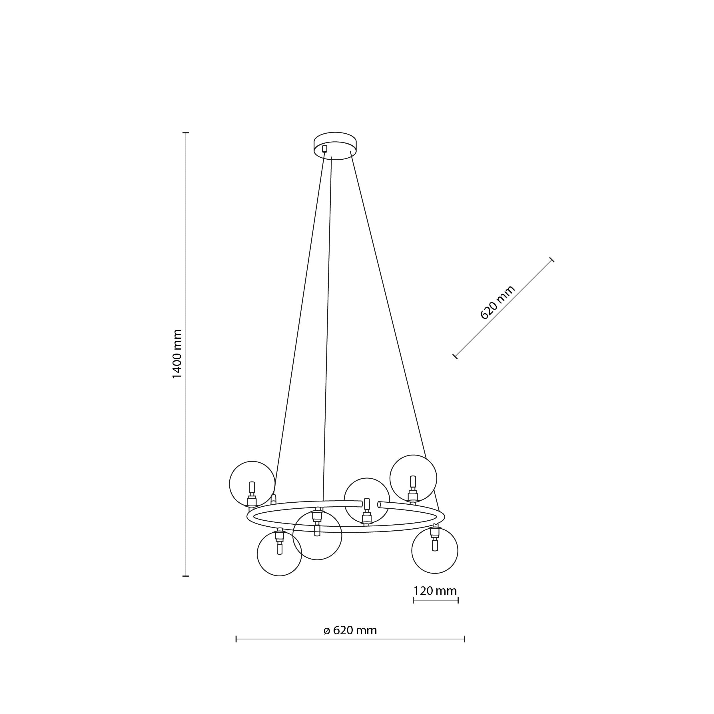 Lampe Suspendue ANABELLE Scandinave 6 Lumières | Suspension Élégante en Verre et Métal