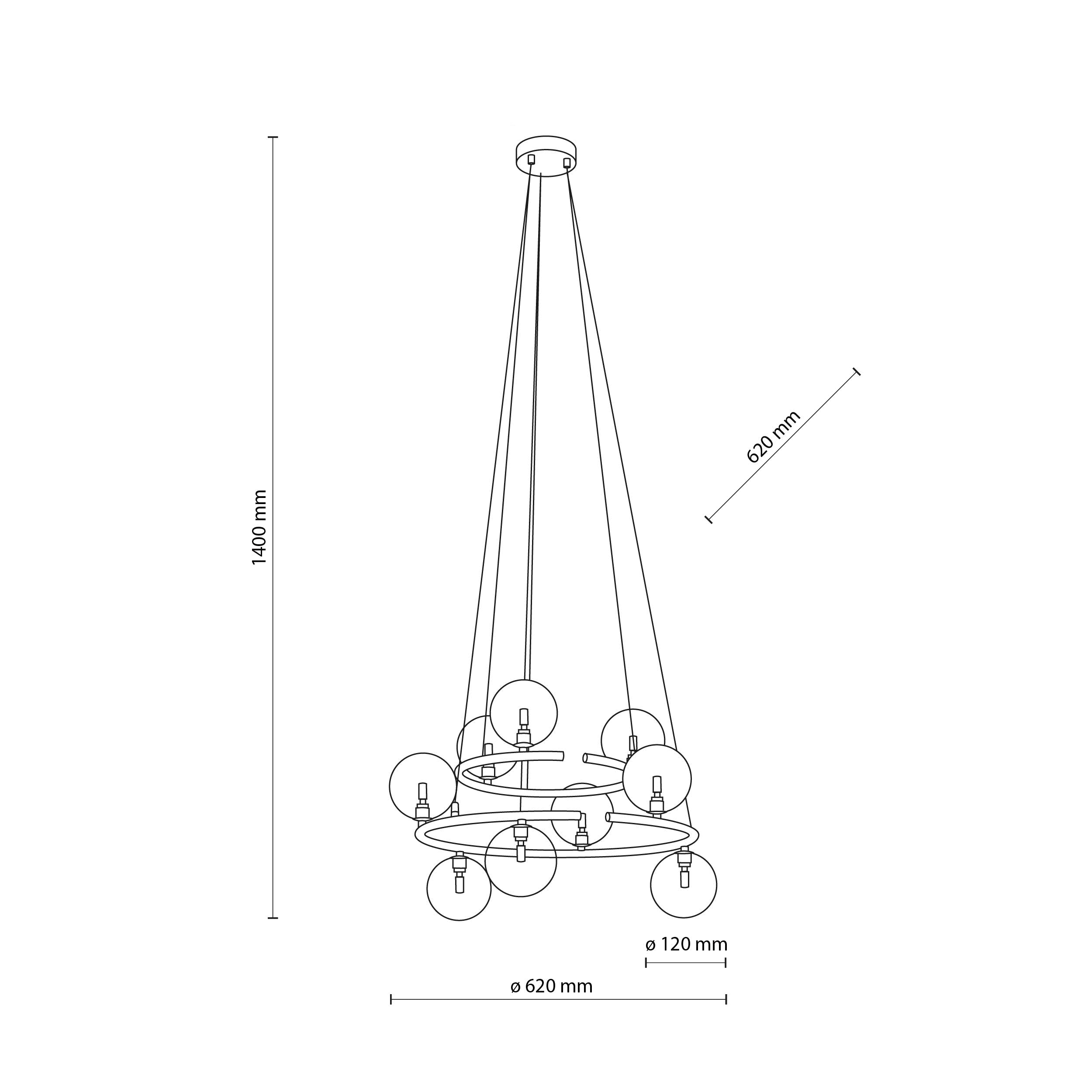 Lampe Suspendue ANABELLE Scandinave 9 Lumières | Suspension Élégante en Verre et Métal