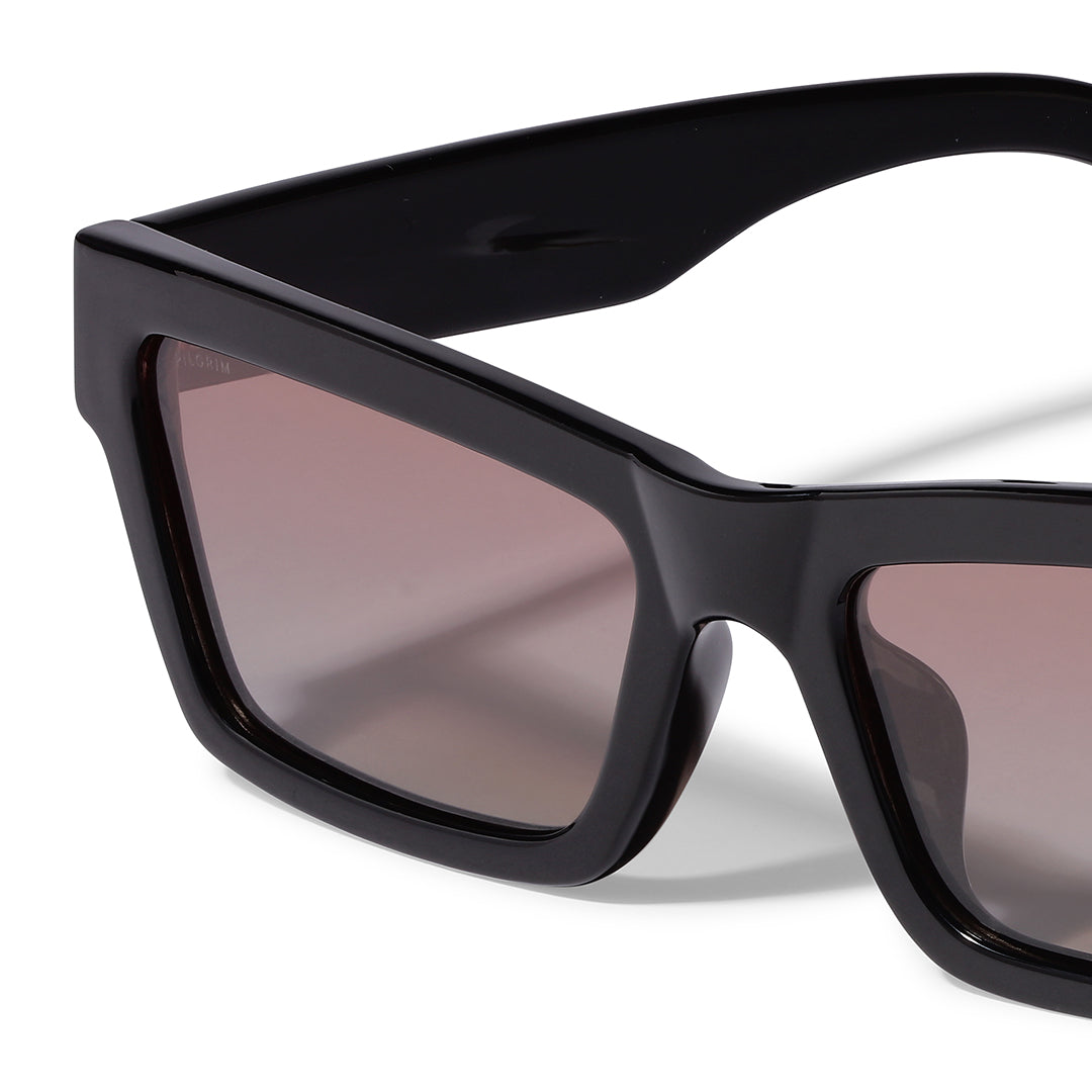 Lunettes de soleil ASHLYN noires | Design angulaire tendance | Matériaux recyclés
