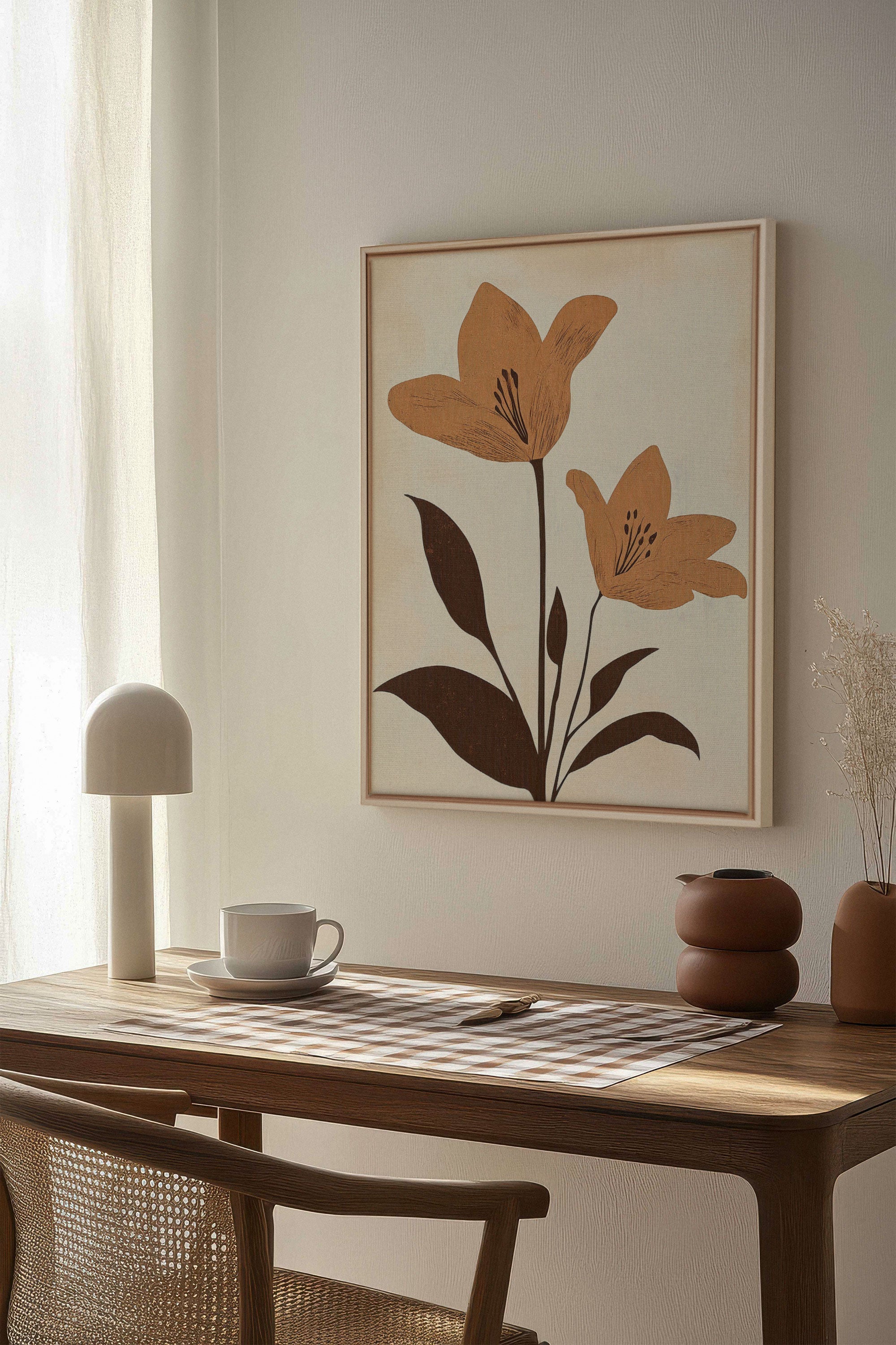 SEPIA FLOWERS, Oeuvre sur toile étirée