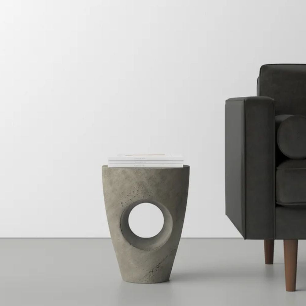 Table d’appoint Olivia Terrazzo | Ciment, Noir ou Blanc