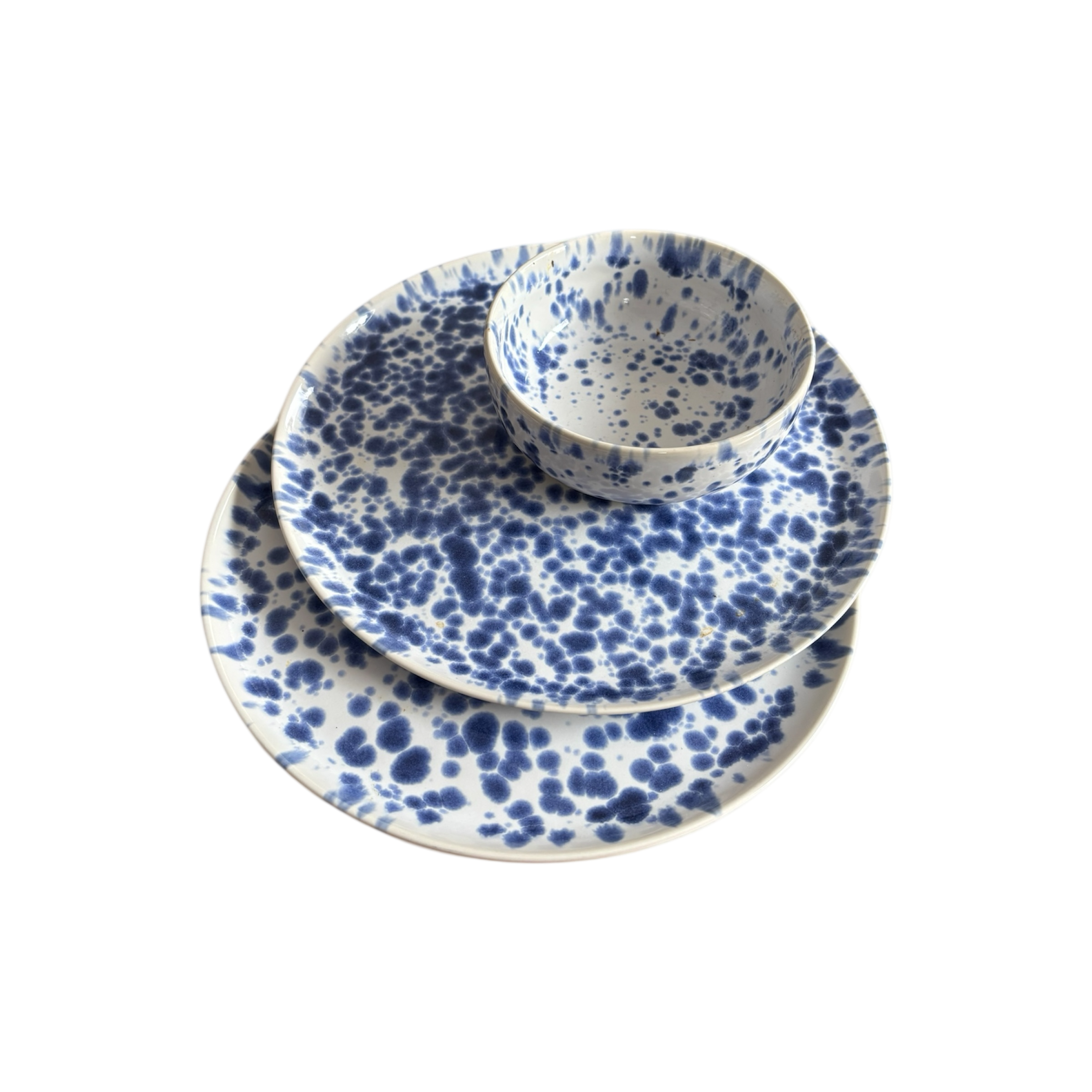 ASSIETTES & BOL EN CÉRAMIQUE BLEU/BLANC – MILO PORTUGAL | LOT 2 + BOL