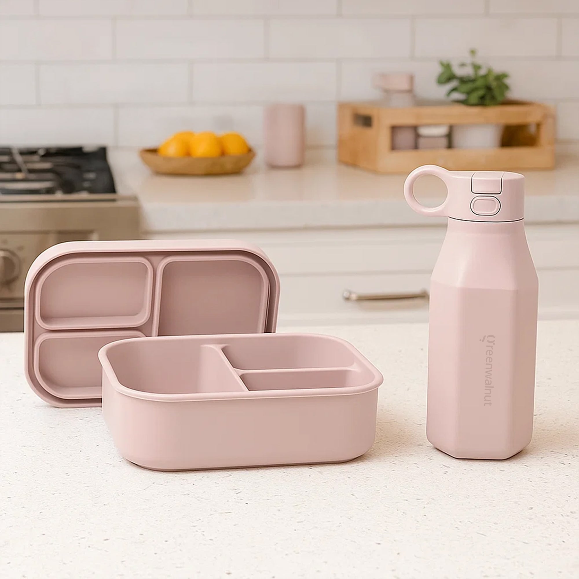 Boîte à lunch en silicone et bouteille en silicone | Ensemble alimentaire sécuritaire pour enfant