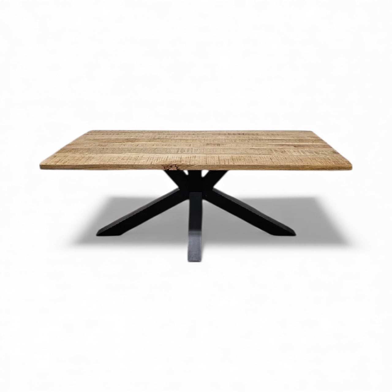 Table à Dîner Extensible avec Pattes Spider Noir Mat | Plateau en Bois de Manguier