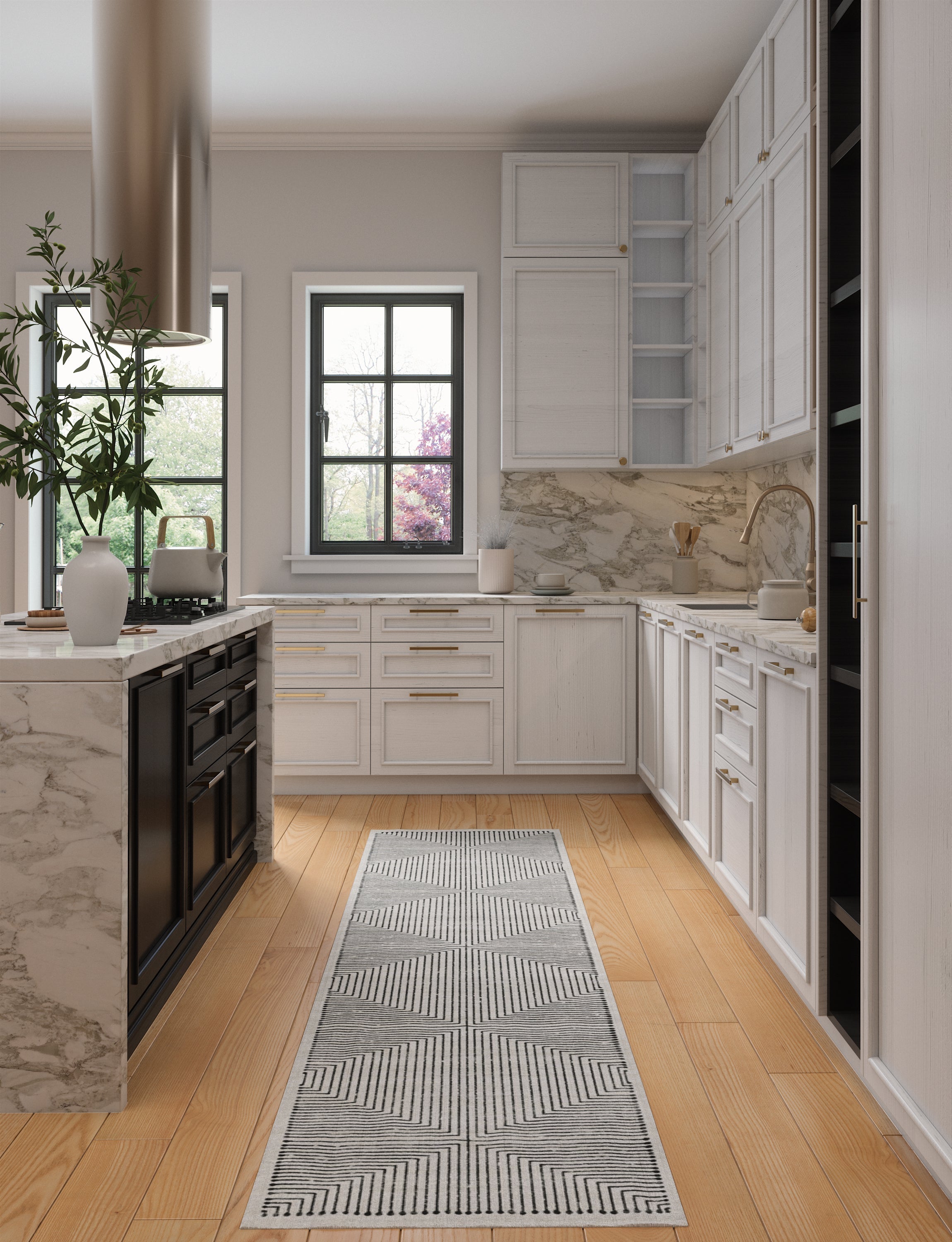 Tapis Bond noir & ivoire | Design moderne minimaliste