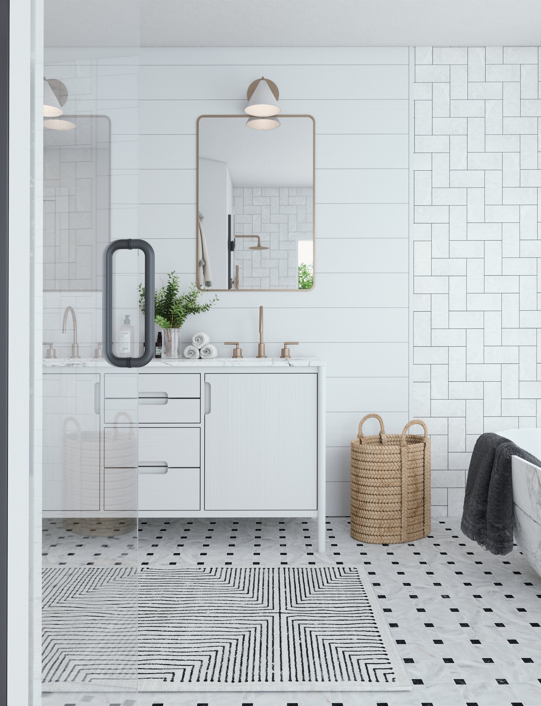 Tapis Bond noir & ivoire | Design moderne minimaliste