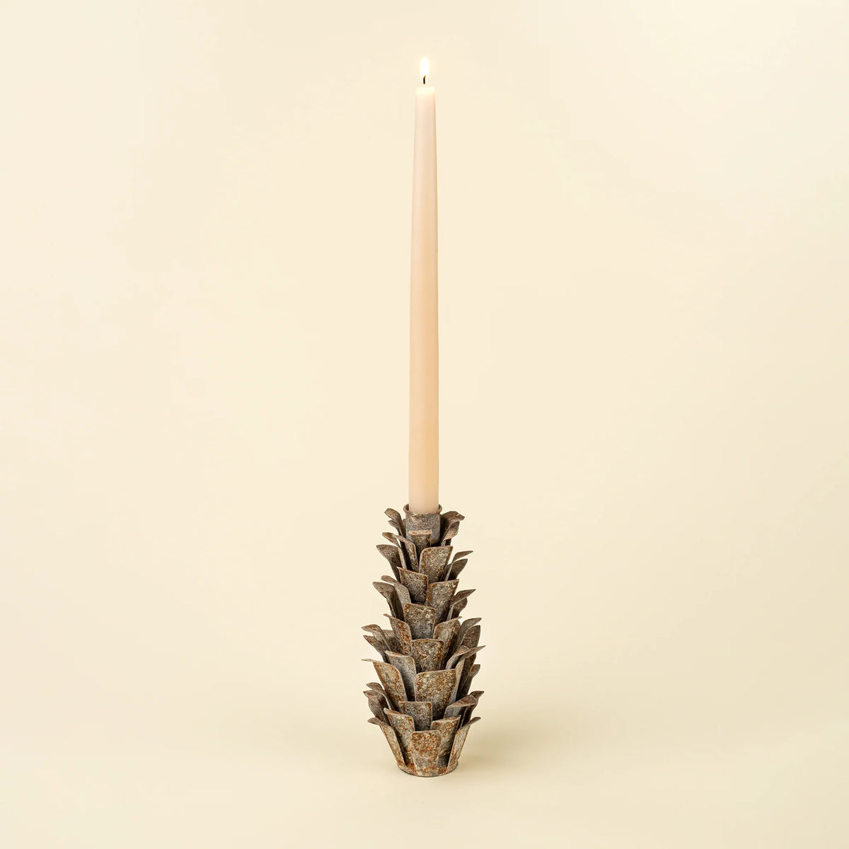 Bougeoir rustique en forme de pomme de pin | Grand format | Fer