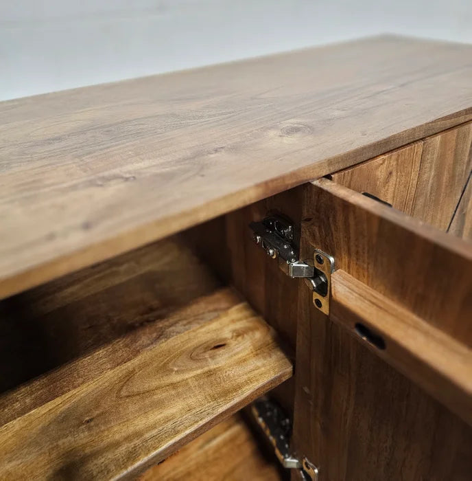 Buffet style Mid-Century en bois d’Acacia | Bois et acier