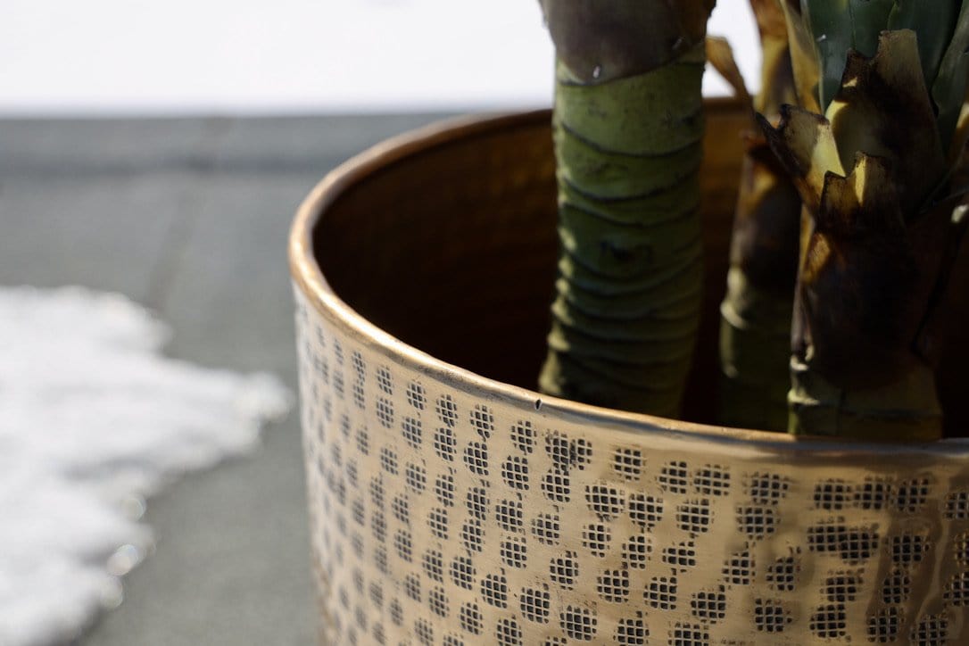 Cache-pot sur pied Bertooo en laiton antique fait main