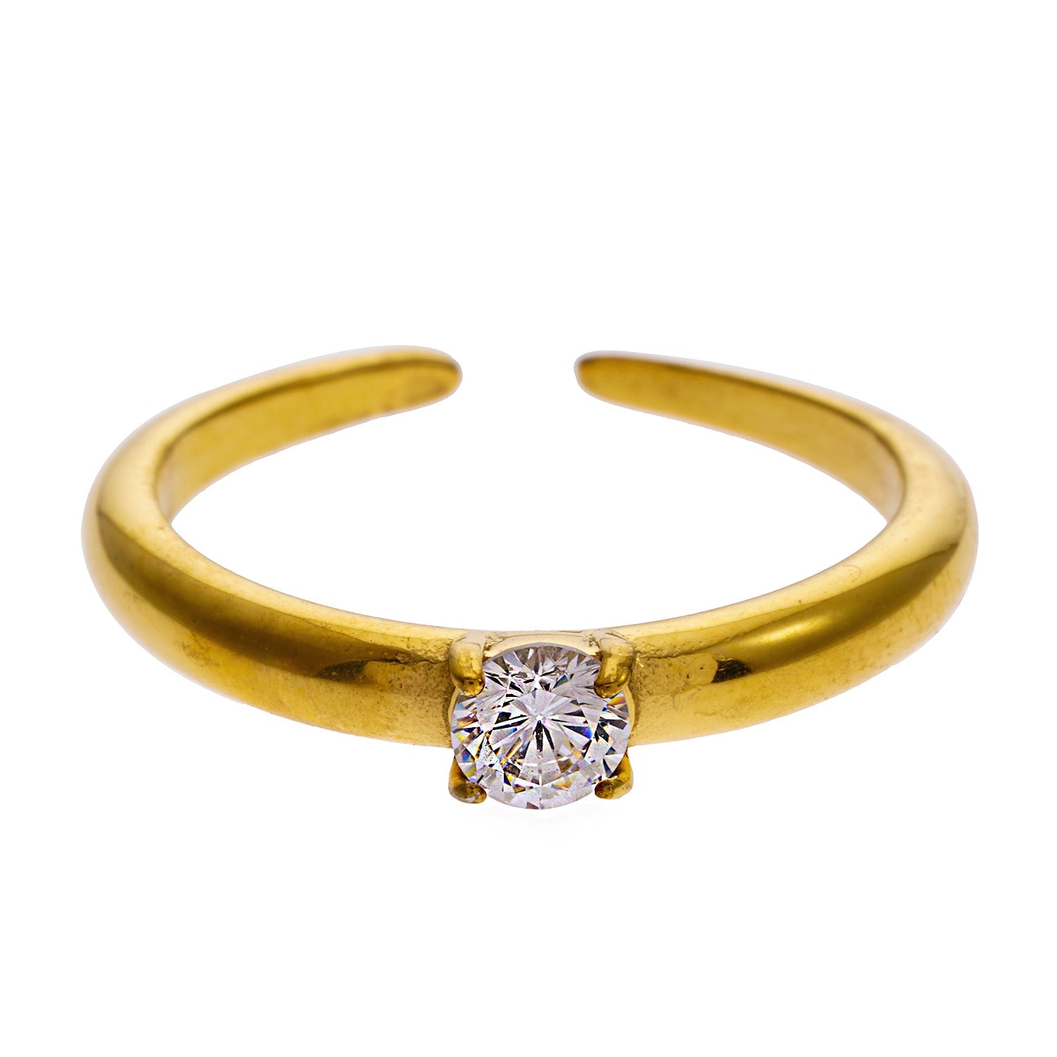 Bague Cielo dorée avec zircone ronde scintillante