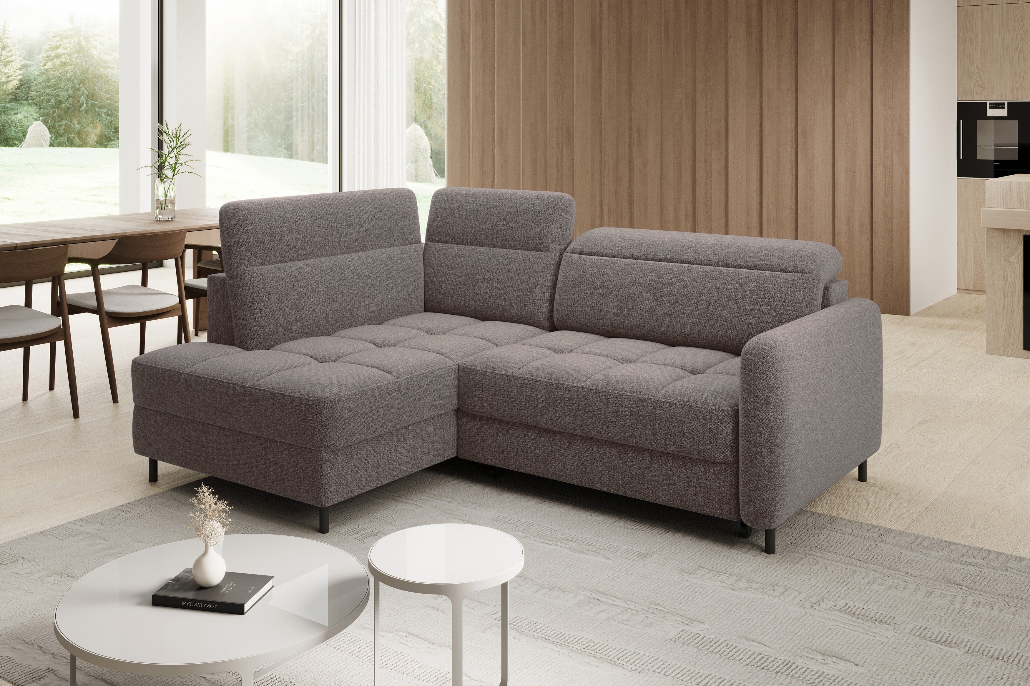 Sectionnel Barea 3 places | Rangement & lit escamotable | Brun Fudge