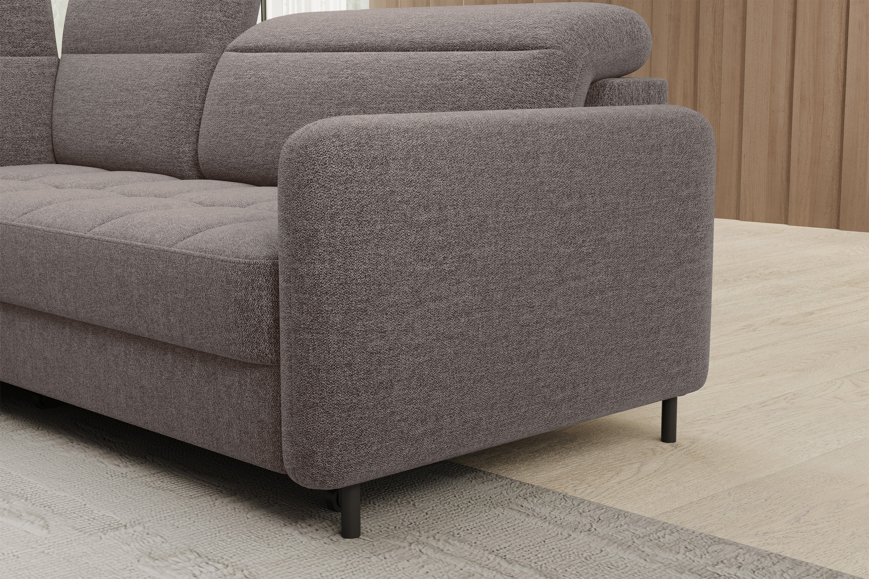 Sectionnel Barea 3 places | Rangement & lit escamotable | Brun Fudge