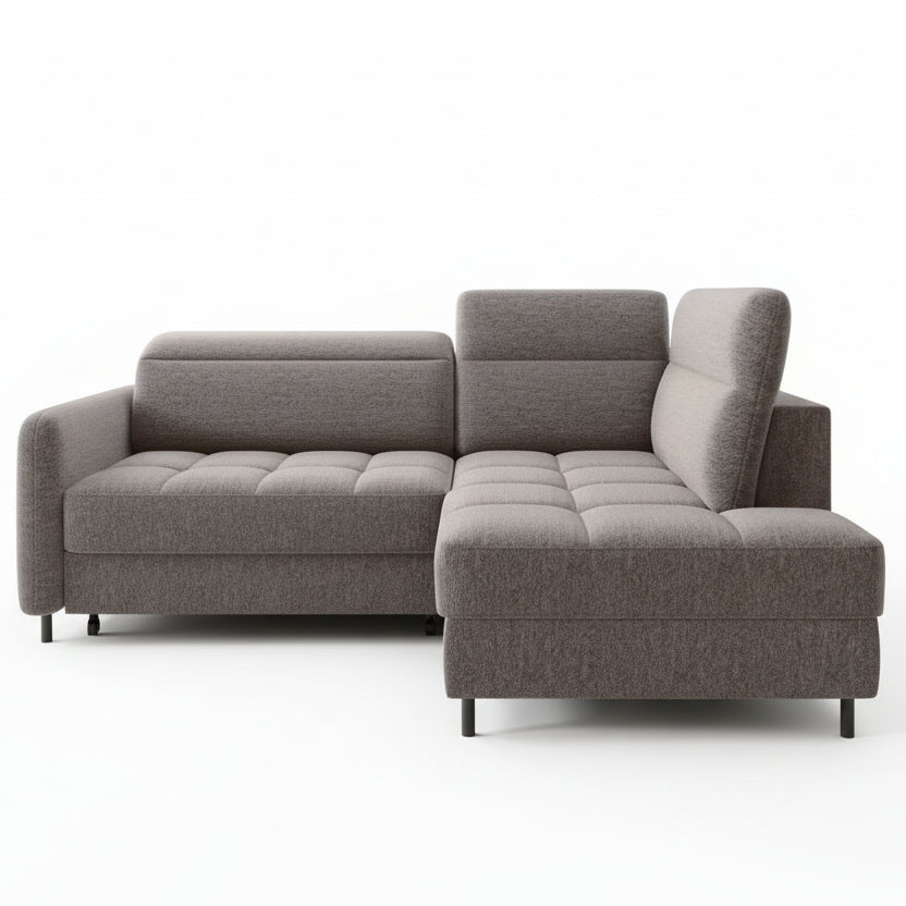 Sectionnel Barea 3 places | Rangement & lit escamotable | Brun Fudge