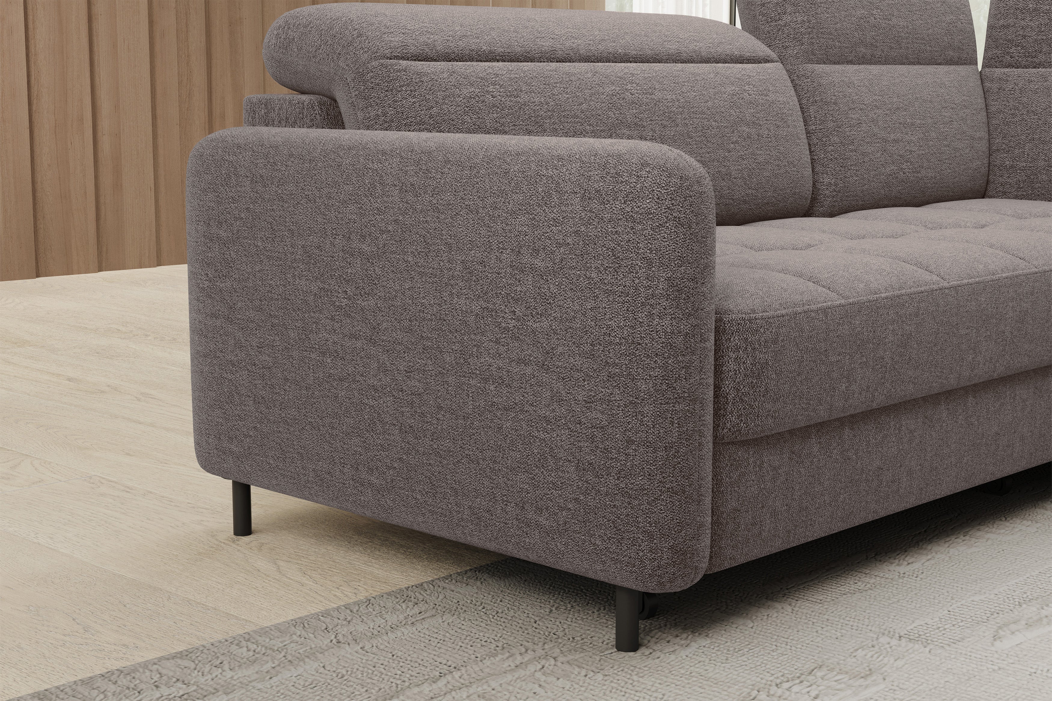 Sectionnel Barea 3 places | Rangement & lit escamotable | Brun Fudge