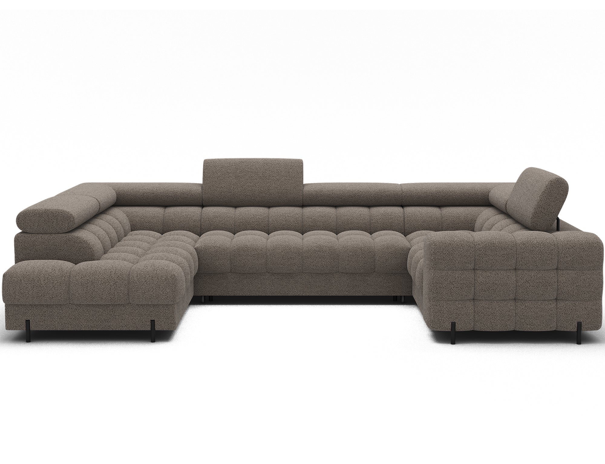 Sectionnel Fectory avec rangement et lit escamotable | Taupe