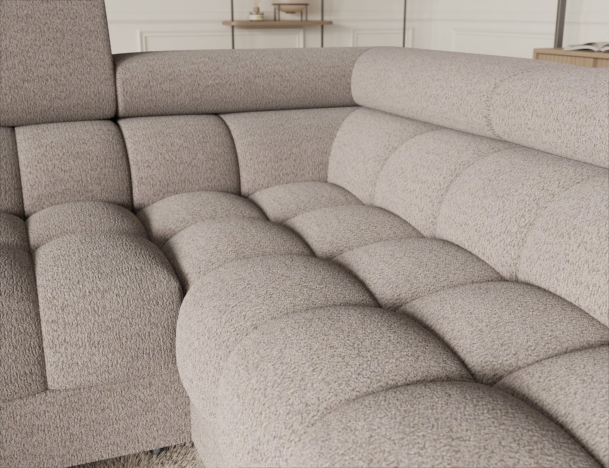 Sectionnel Fectory | Rangement & lit escamotable | Beige