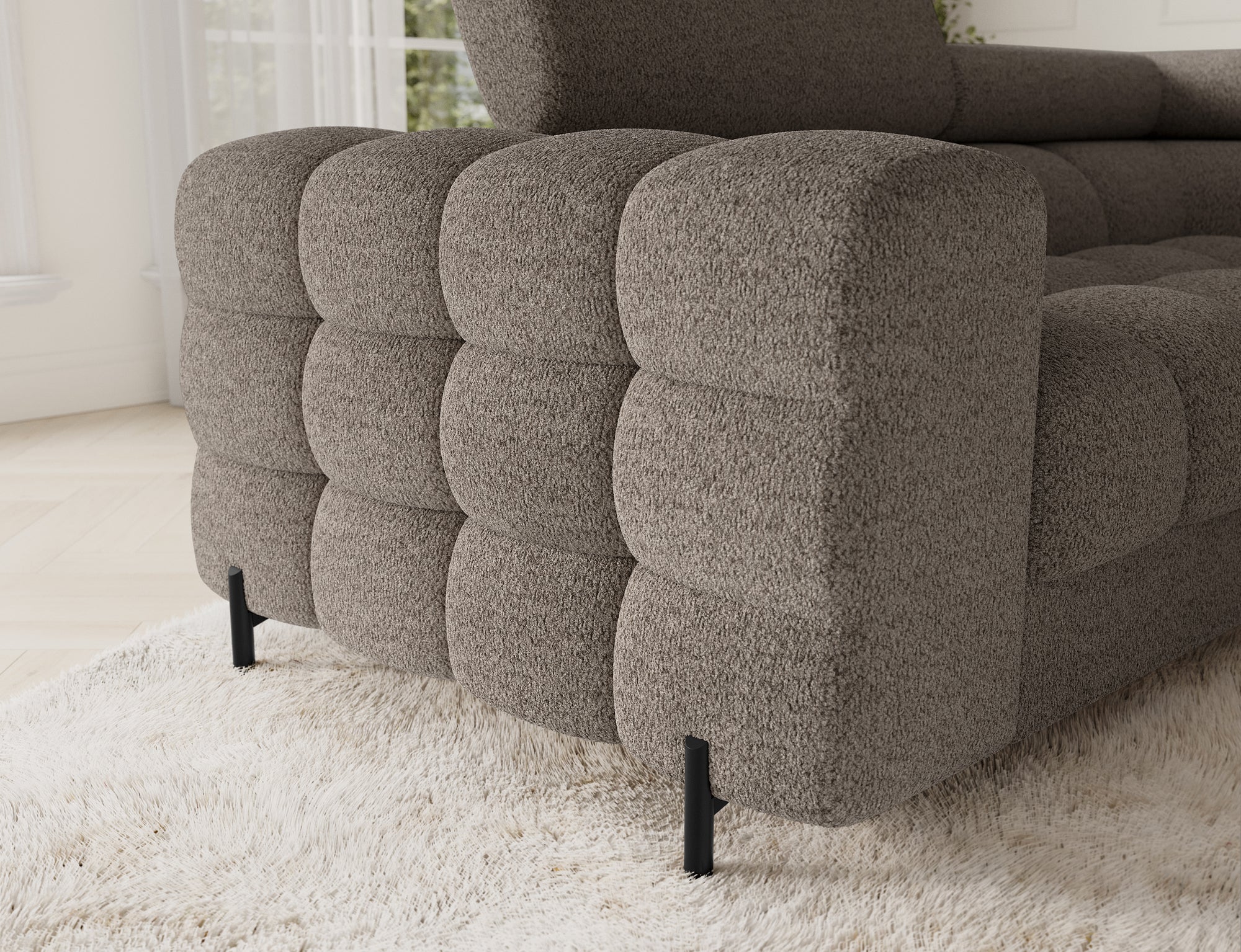 Sectionnel Fectory avec rangement et lit escamotable | Taupe
