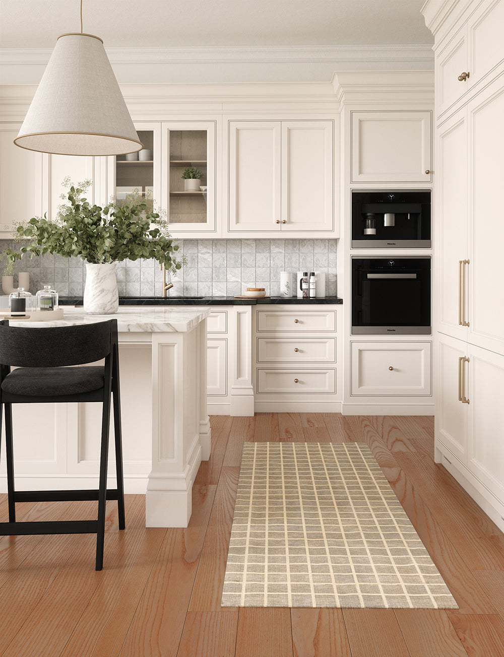 Tapis Caper beige naturel | Motif à carreaux moderne