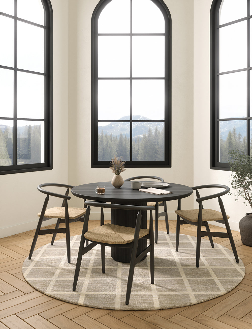 Tapis Caper beige naturel | Motif à carreaux moderne