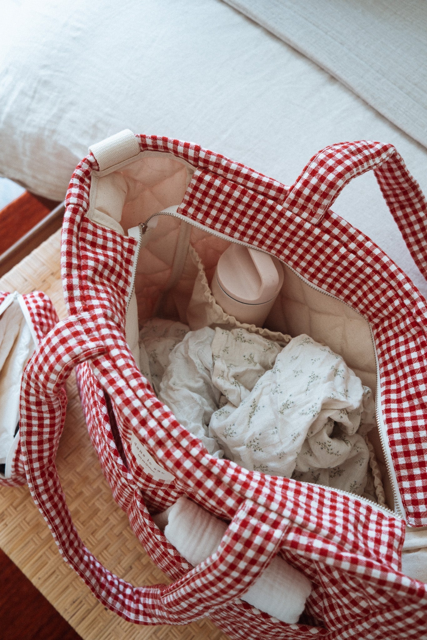 Sac à couches en coton biologique - Collection Vichy