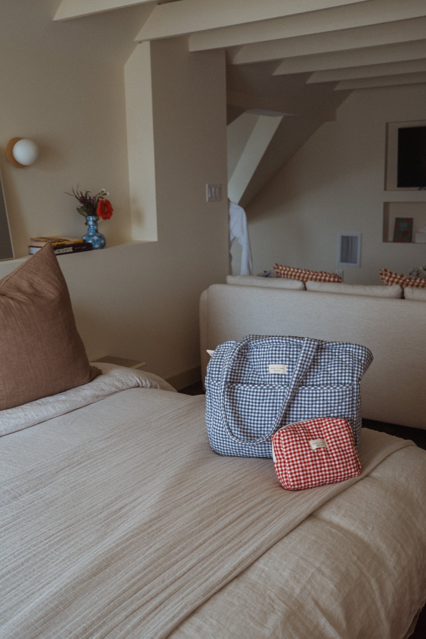 Sac à couches en coton biologique - Collection Vichy