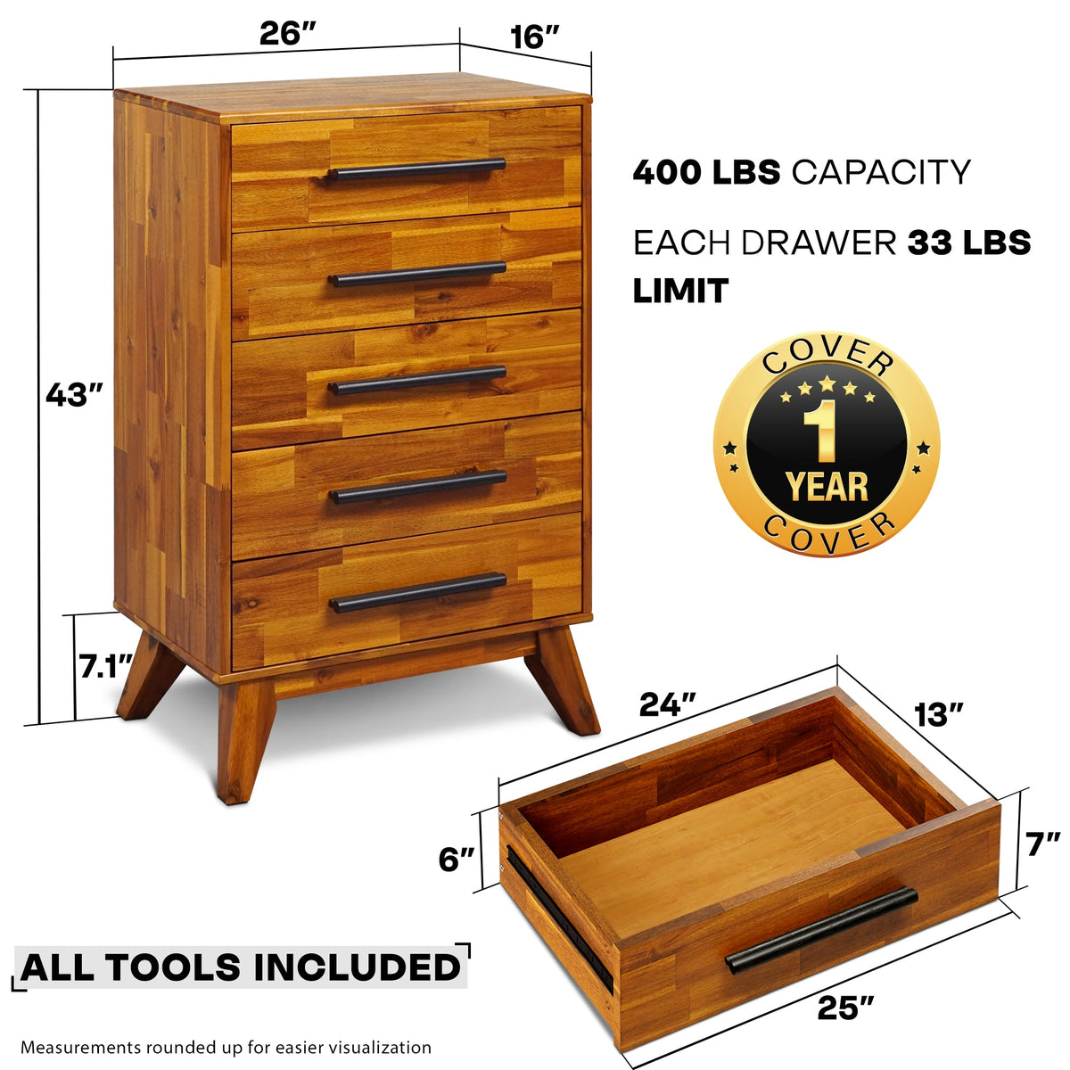 Commode en bois massif Linea