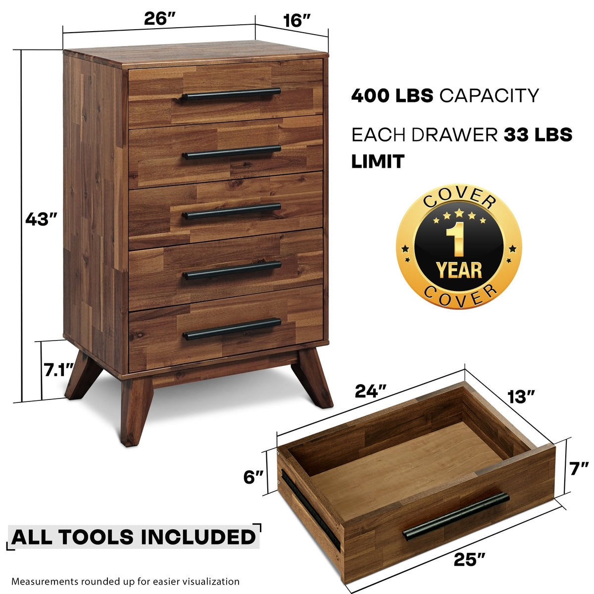 Commode en bois massif Linea