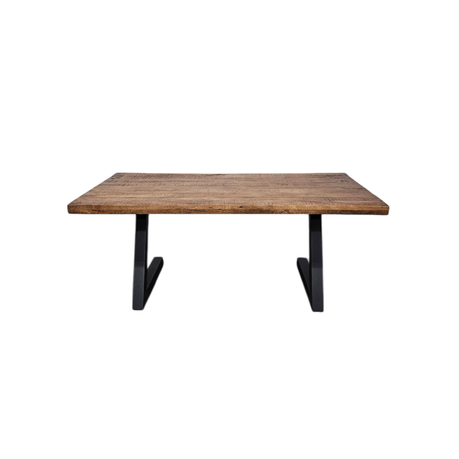 Table ou bureau en bois de manguier et patte en L acier noir