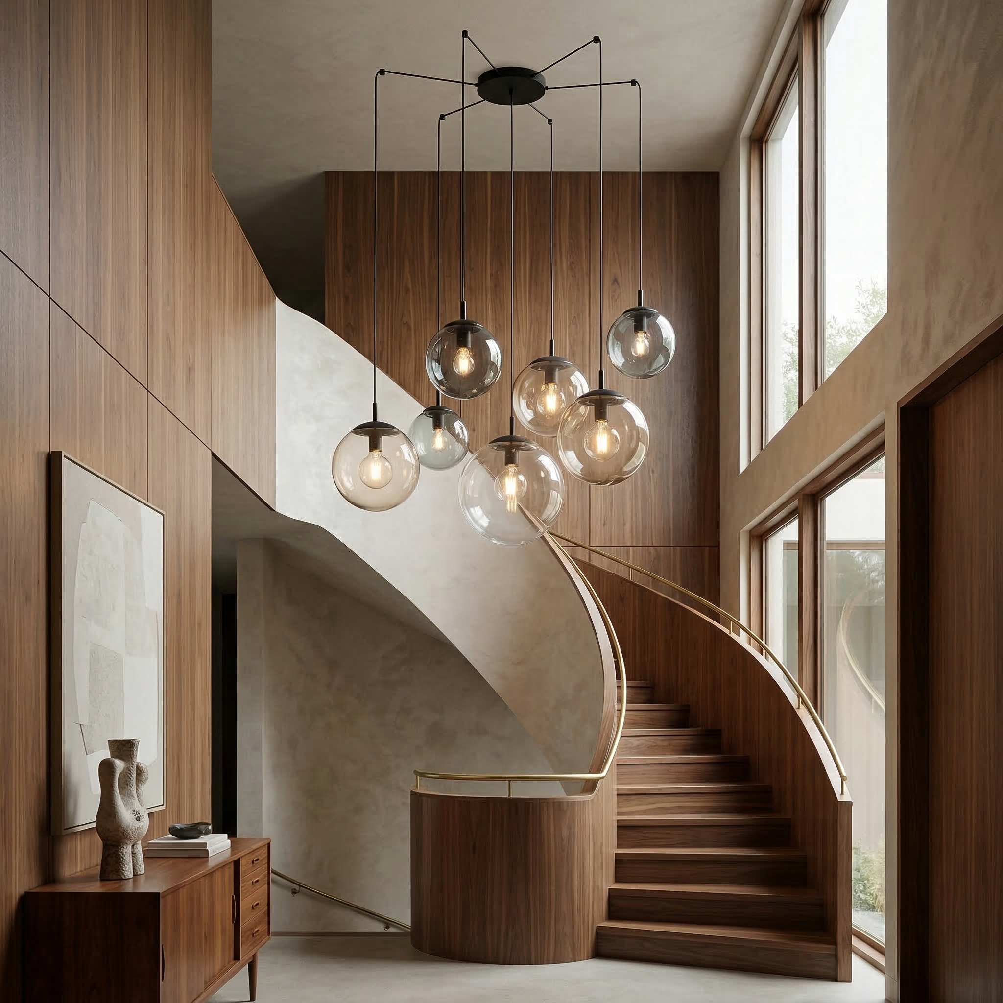 Lustre suspendu ESME 7 globes en verre design scandinave
