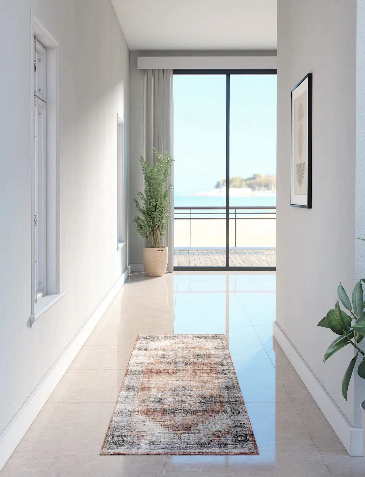 Tapis Echo – Orange Brûlé, Noir & Rose