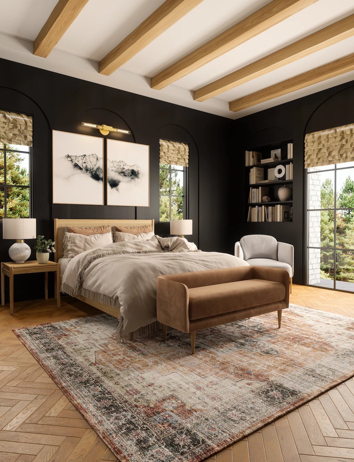 Tapis Echo – Orange Brûlé, Noir & Rose