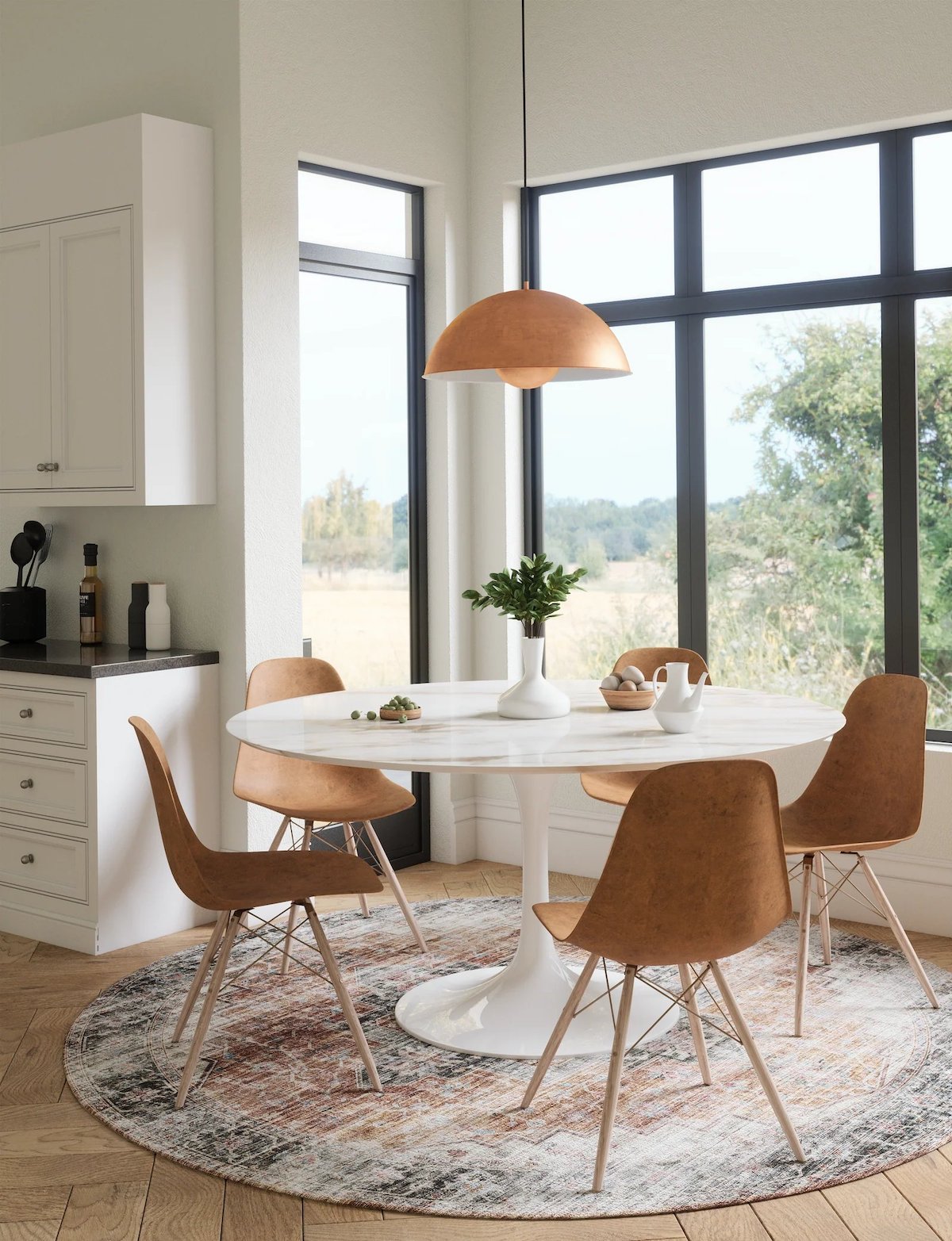 Tapis Echo – Orange Brûlé, Noir & Rose