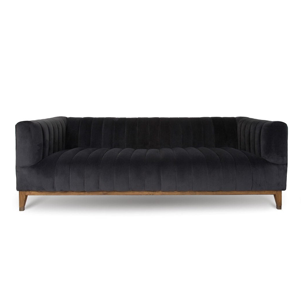 Canapé Elliot en velours gris fumé | Grand modèle | 3 places