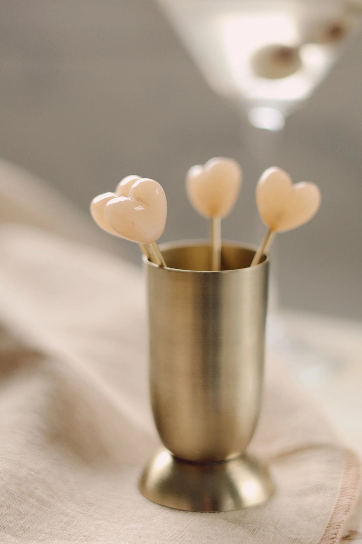Ensemble de 6 pics à cocktail Sweetheart avec support | Cœurs décoratifs