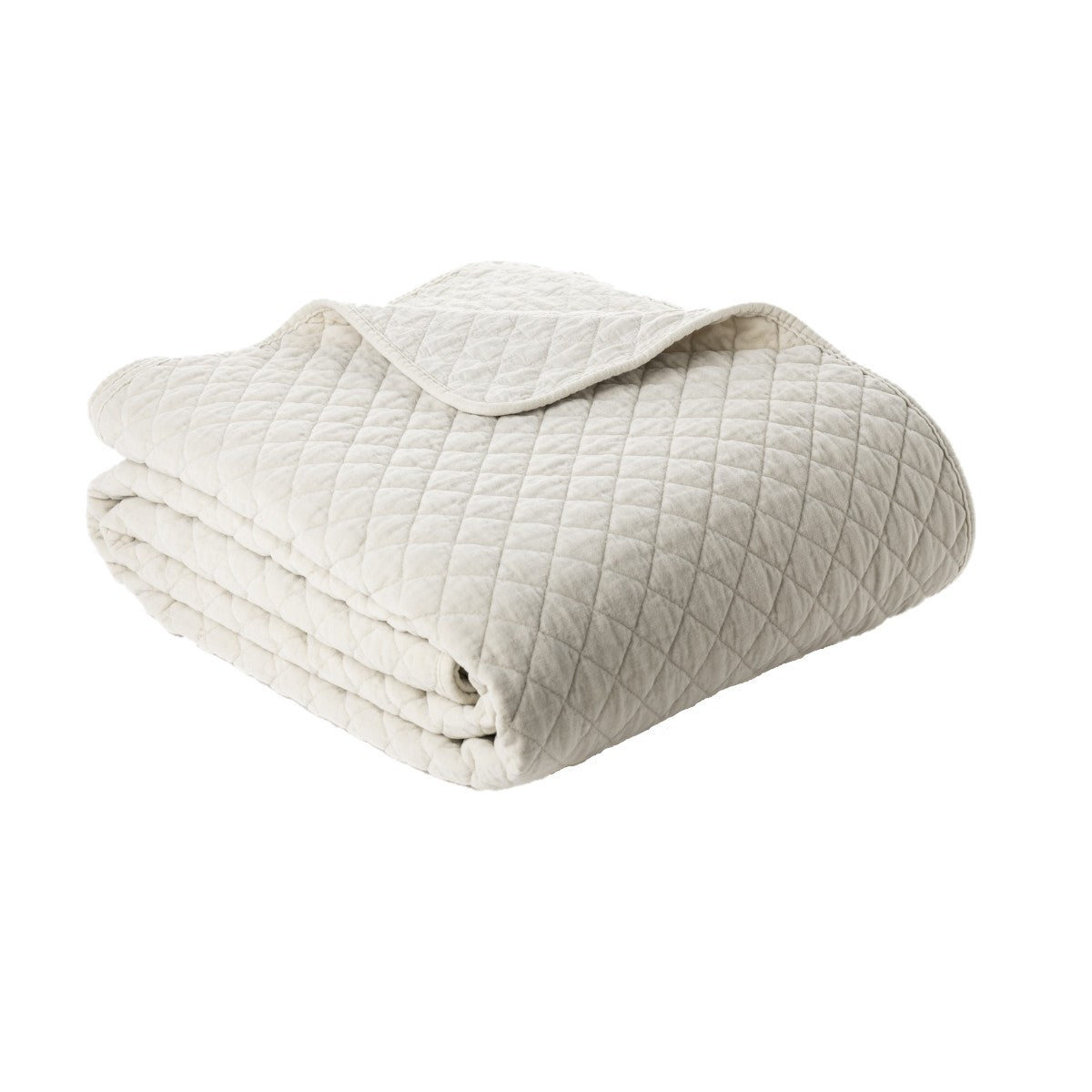 Foulard de lit matelassé crème Dove, plié