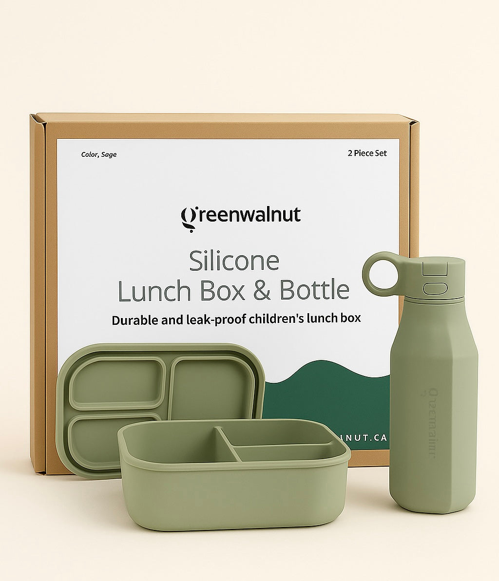 Boîte à lunch en silicone et bouteille en silicone | Ensemble alimentaire sécuritaire pour enfant