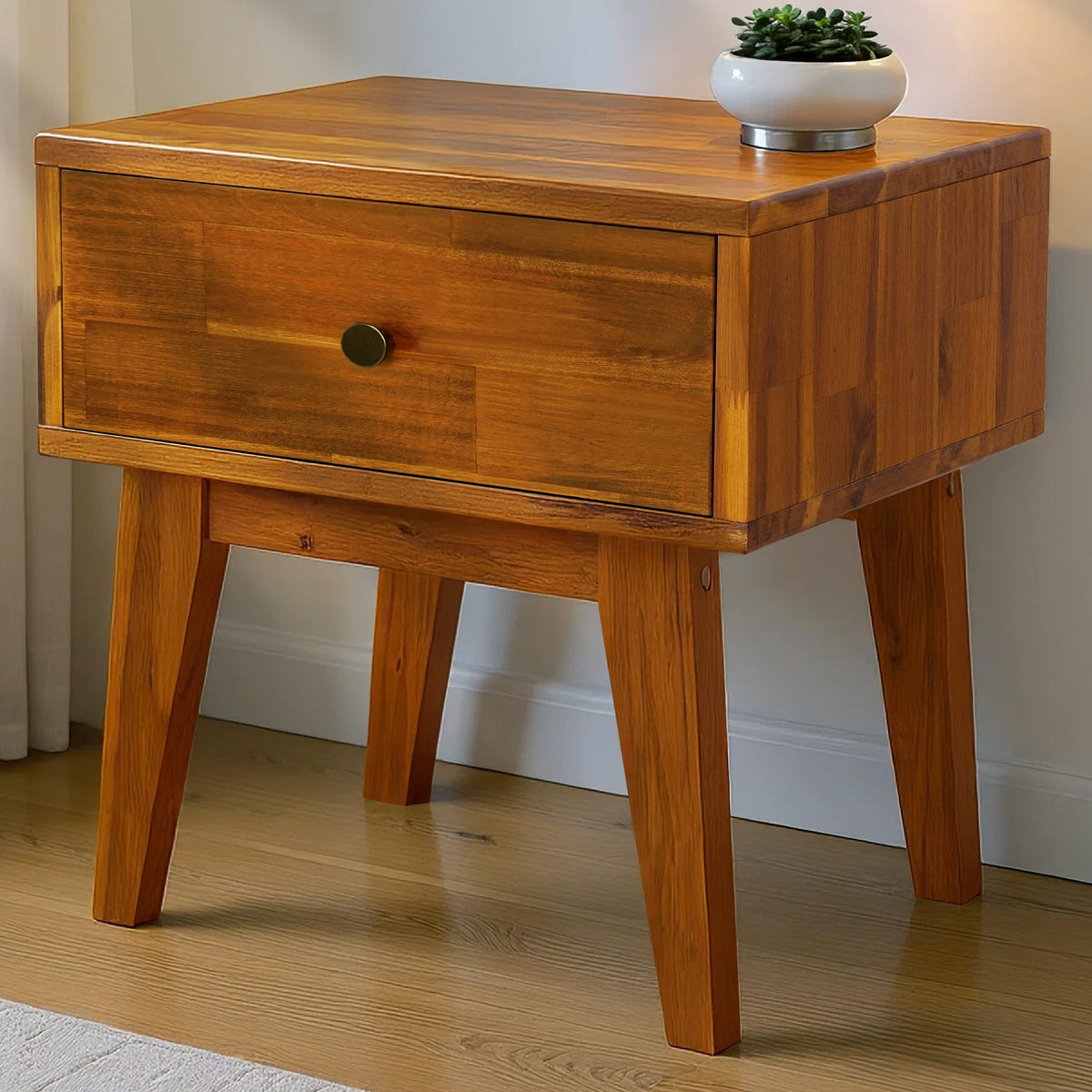 Table de chevet Sofia en bois massif | 1 tiroir | FSC® | Finition artisanale