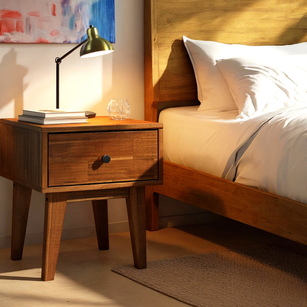 Table de chevet Sofia en bois massif | 1 tiroir | FSC® | Finition artisanale