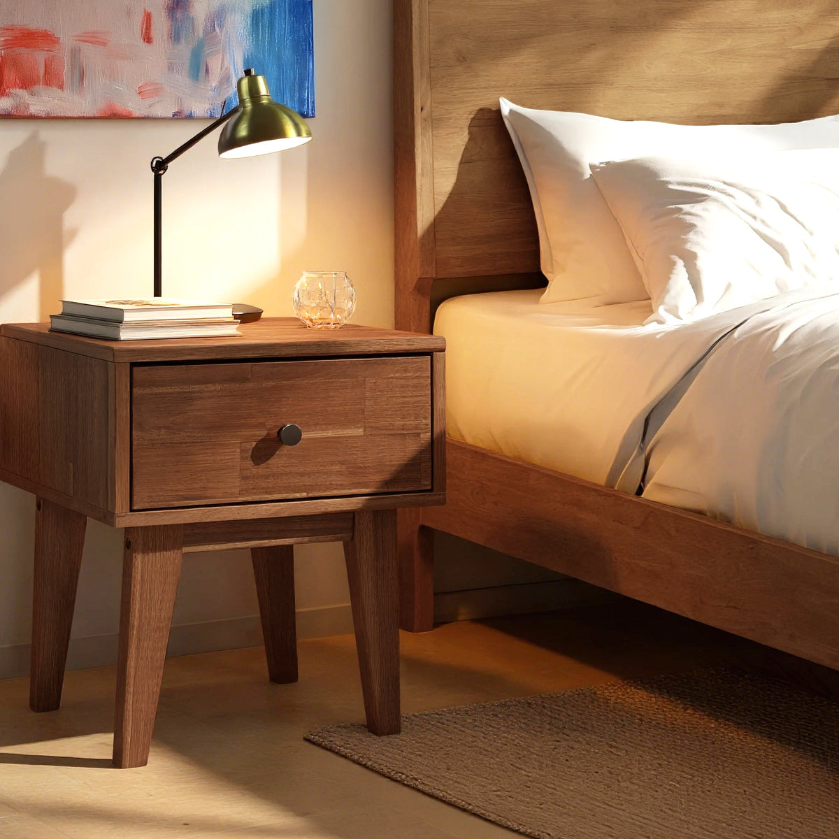 Table de chevet Sofia en bois massif | 1 tiroir | FSC® | Finition artisanale