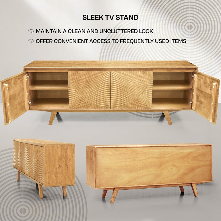 Meuble TV Harmony en bois massif d'acacia et d'hévéa certifiés FSC